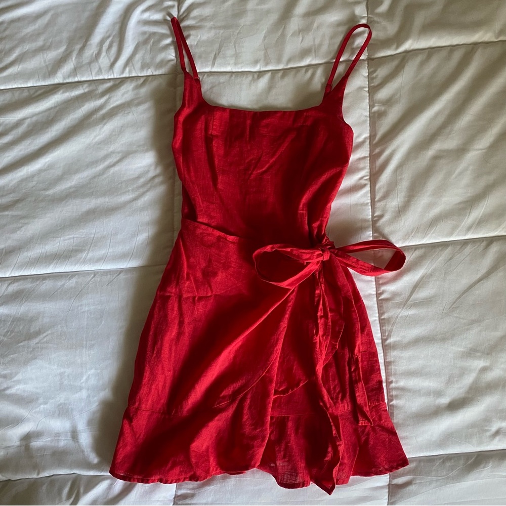 NWOT princess polly red wrap bow dress